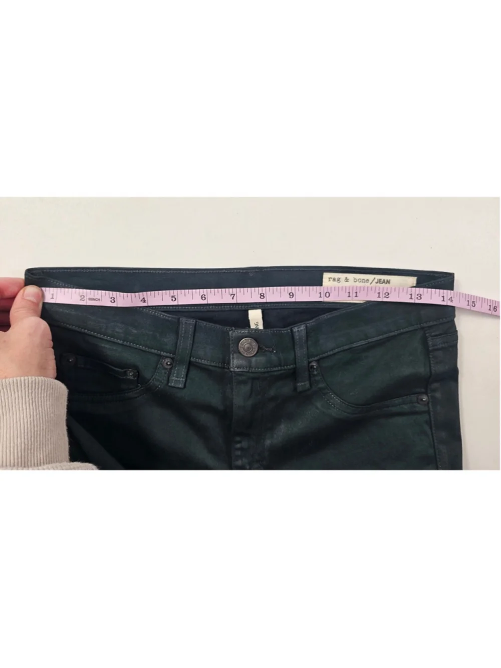 NINA green teal coated skinny legging jeans sz 26 rag & bone cigarette NWOT EUC